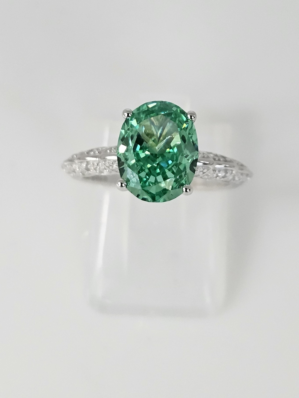 Breathtaking Lab Grown Paraiba Tourmaline & Moissanite Ring Sterling Silver Sz 6